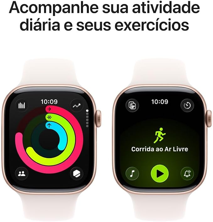 Apple Watch Series 11 GPS, Caixa em alumínio rosa‑dourado de 46 mm com Bracelete desportiva rosa leve - M/G - Imagem 2