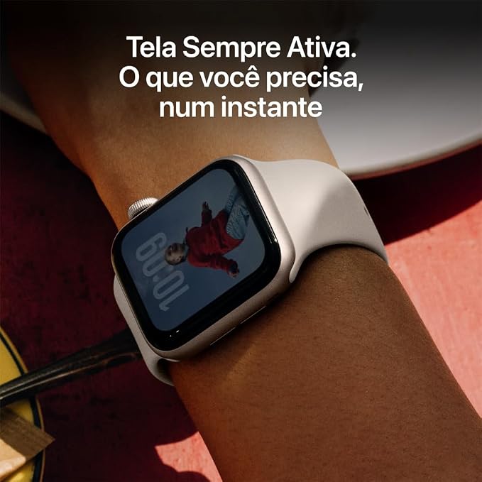 Apple Watch SE 3 GPS + Cellular, Caixa em alumínio meia‑noite de 44 mm com Bracelete desportiva meia‑noite - M/G - Imagem 4