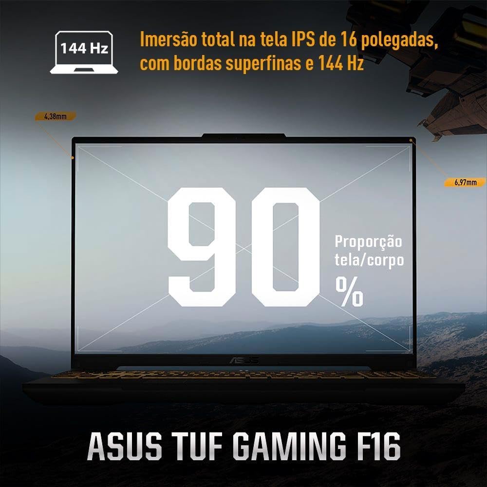 Notebook ASUS TUF Gaming F16 FX607VU RTX4050 Intel Core 5 210H 16Gb Ram 512Gb SSD Windows 11 Tela Nível IPS 16" LED 144Hz Gray - RL053W - Imagem 2