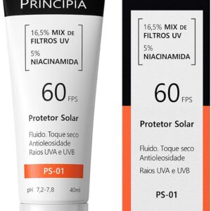 Principia Protetor Solar 16,5% Mix de Filtros UV + 5% Niacinamida FPS 60 Principia Skincare PS-01 com 40ml