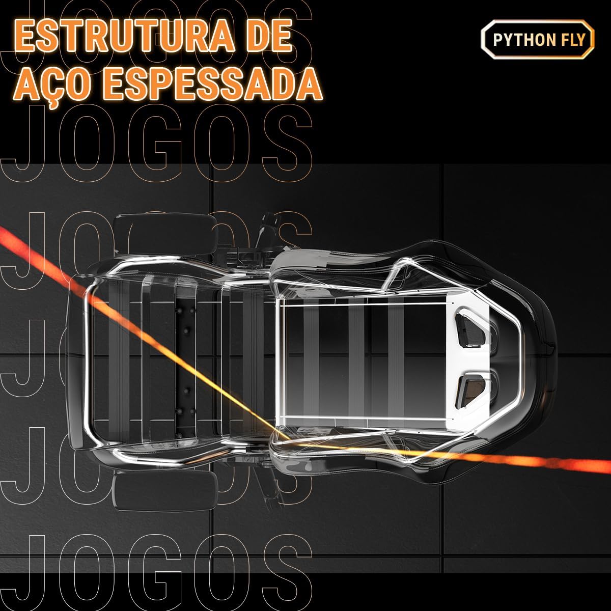 Cadeira Gamer Python Fly Deluxe, Design Ergonômico, Ajuste De 90-150 Graus, Design Preto E Dourado - Imagem 4