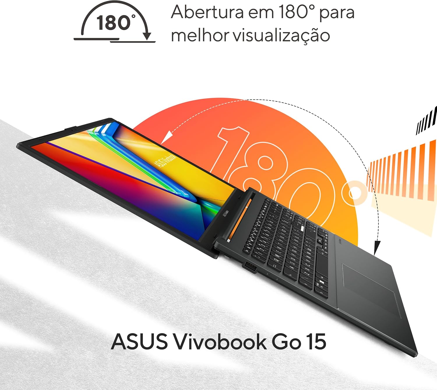 Notebook ASUS VivoBook Go 15, AMD RYZEN 5 7520U, 8GB, 256GB SSD, KeepOS, Tela 15,6" FHD, Mixed Black - E1504FA-NJ731 - Imagem 4