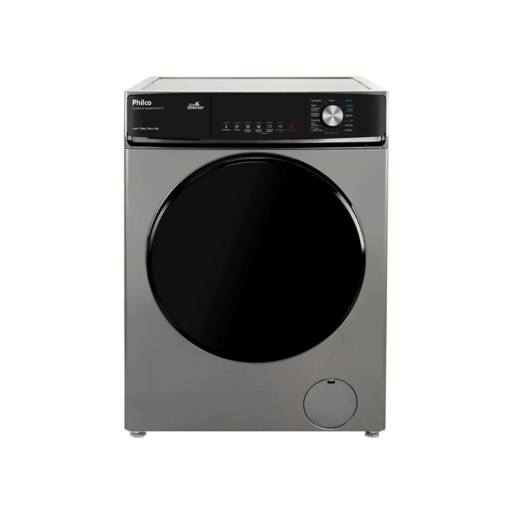 Lava e Seca Philco 16 Programas Eco Inverter 11kg Titânio PLS11C 110/220V