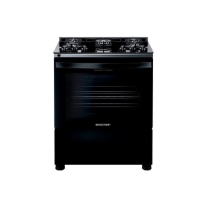 Fogão Brastemp 5 Bocas Preto com Turbo Chama - Mesa de Vidro BFS5VCEUNA 110/220V