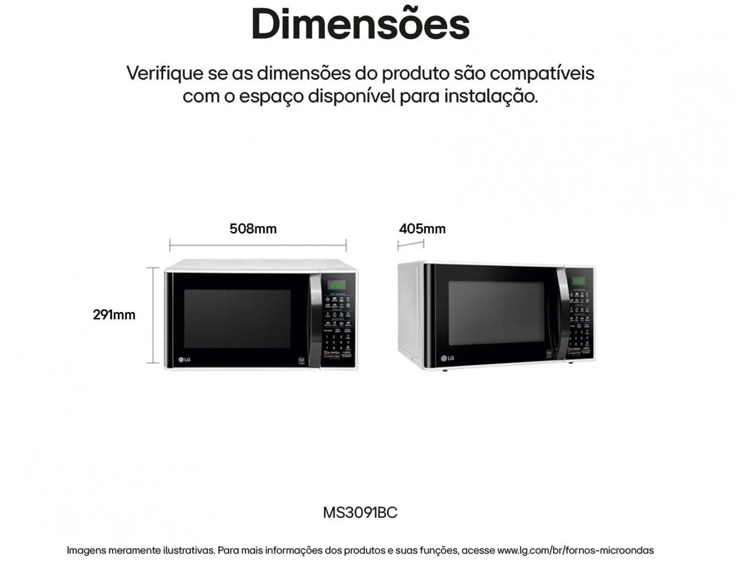 Micro-ondas LG 30L Solo MS3091BC Branco e Preto 110/220V - Imagem 3