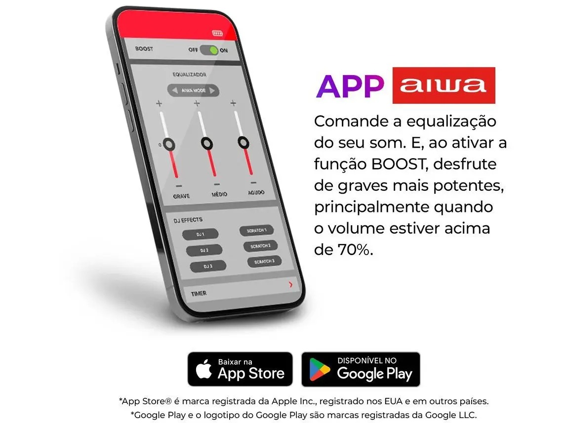 Caixa de Som Torre Aiwa AWS-T2W-02 Bluetooth 2300W RMS Amplificada - Imagem 8