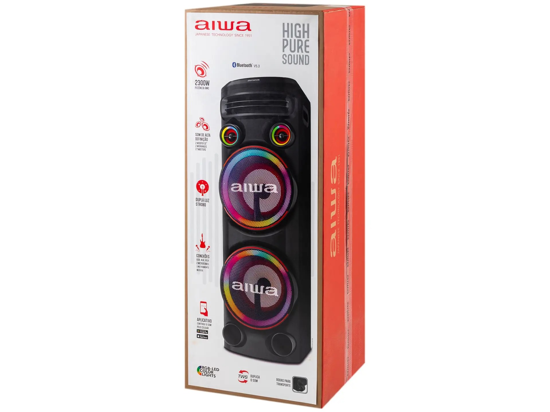 Caixa de Som Torre Aiwa AWS-T2W-02 Bluetooth 2300W RMS Amplificada - Imagem 15