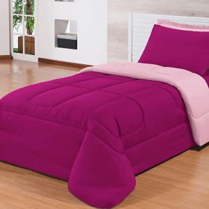 Edredom Solteiro Box 2,20x1,60 Gramatura da Manta 120gr/m2 Pink com Rosa - DAVY ENXOVAIS