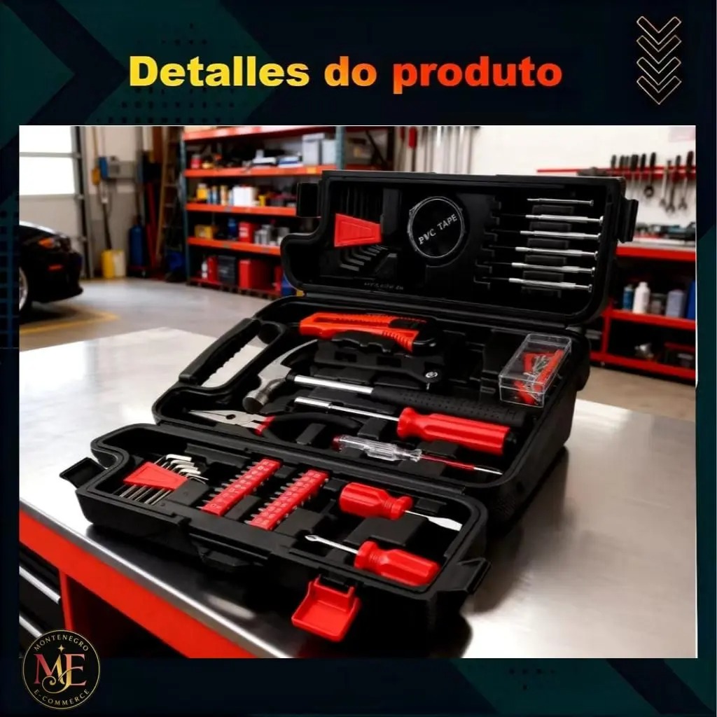 Kit Ferramentas Completo 142 Peças Maleta Jogo Multiuso Chaves Martelo Soquetes Manuais Oficina - Yeet