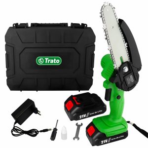 Mini Motosserra Elétrica Portátil 21V Mini Eletrosserra c/2 Baterias Lítio TSER21 - Trato