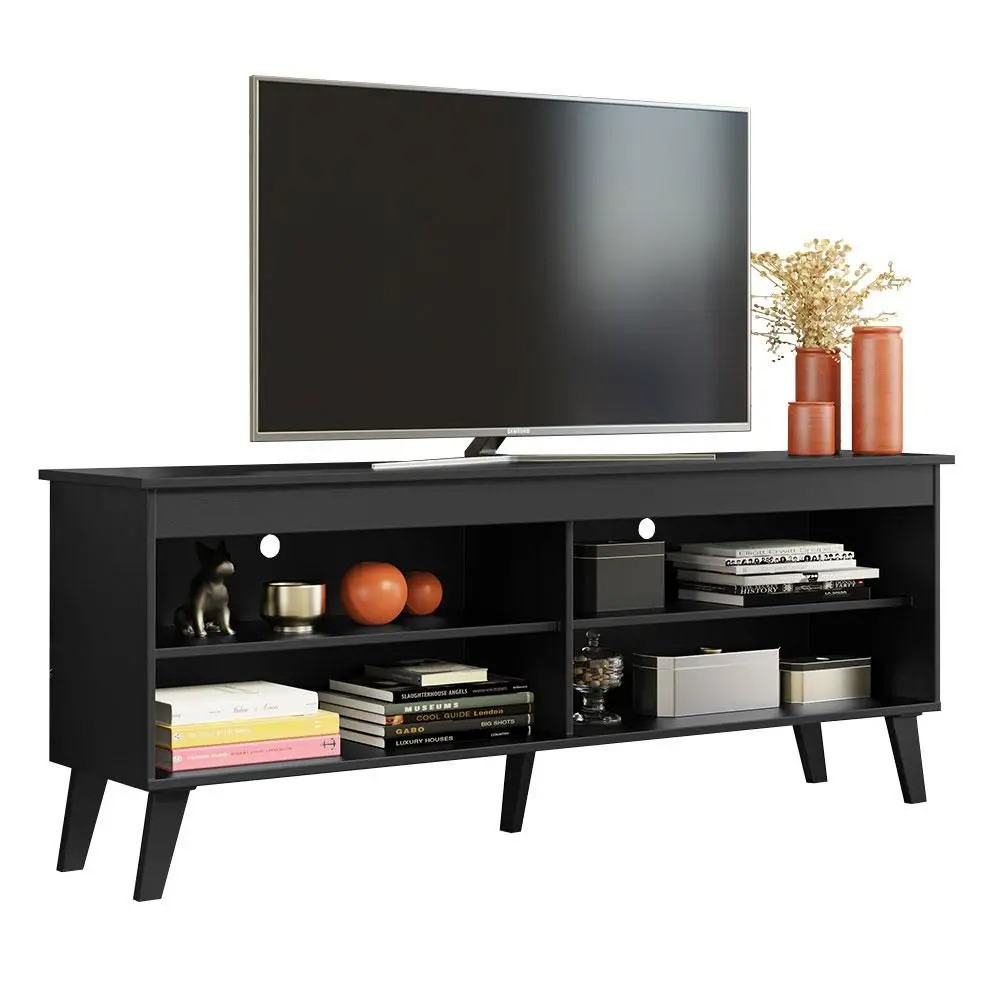 Rack para TV até 65 Polegadas com Pés Preto Turim Madesa - Imagem 2