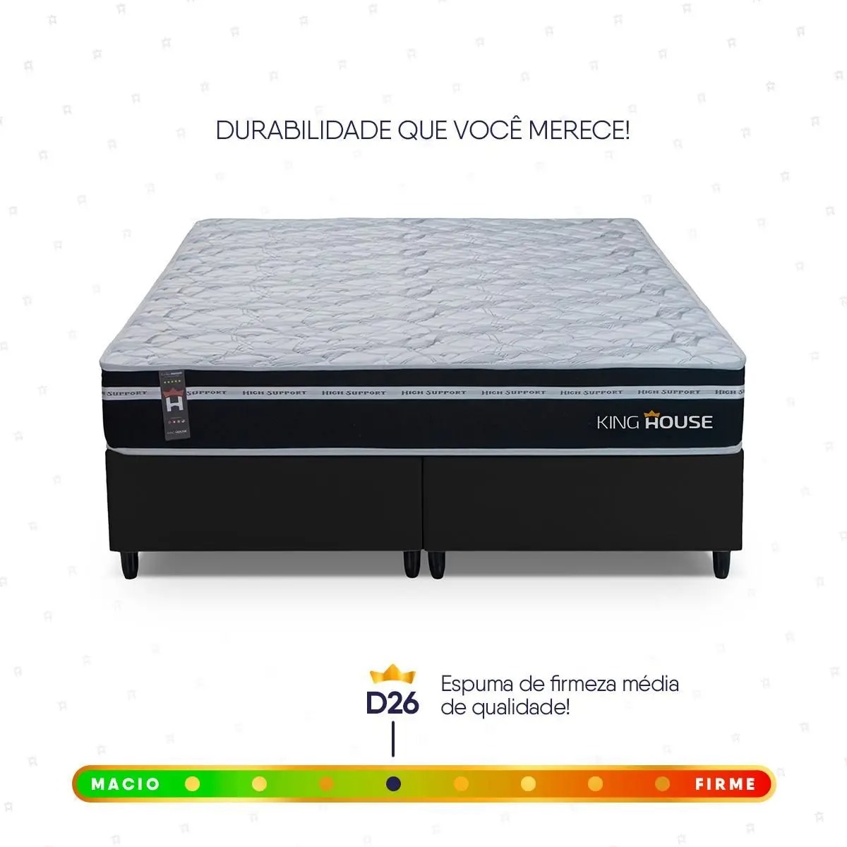 Conjunto Cama Box King Size Durham 193x203x60 Preto/Branco c/ Molas Ensacadas - King House - Imagem 7