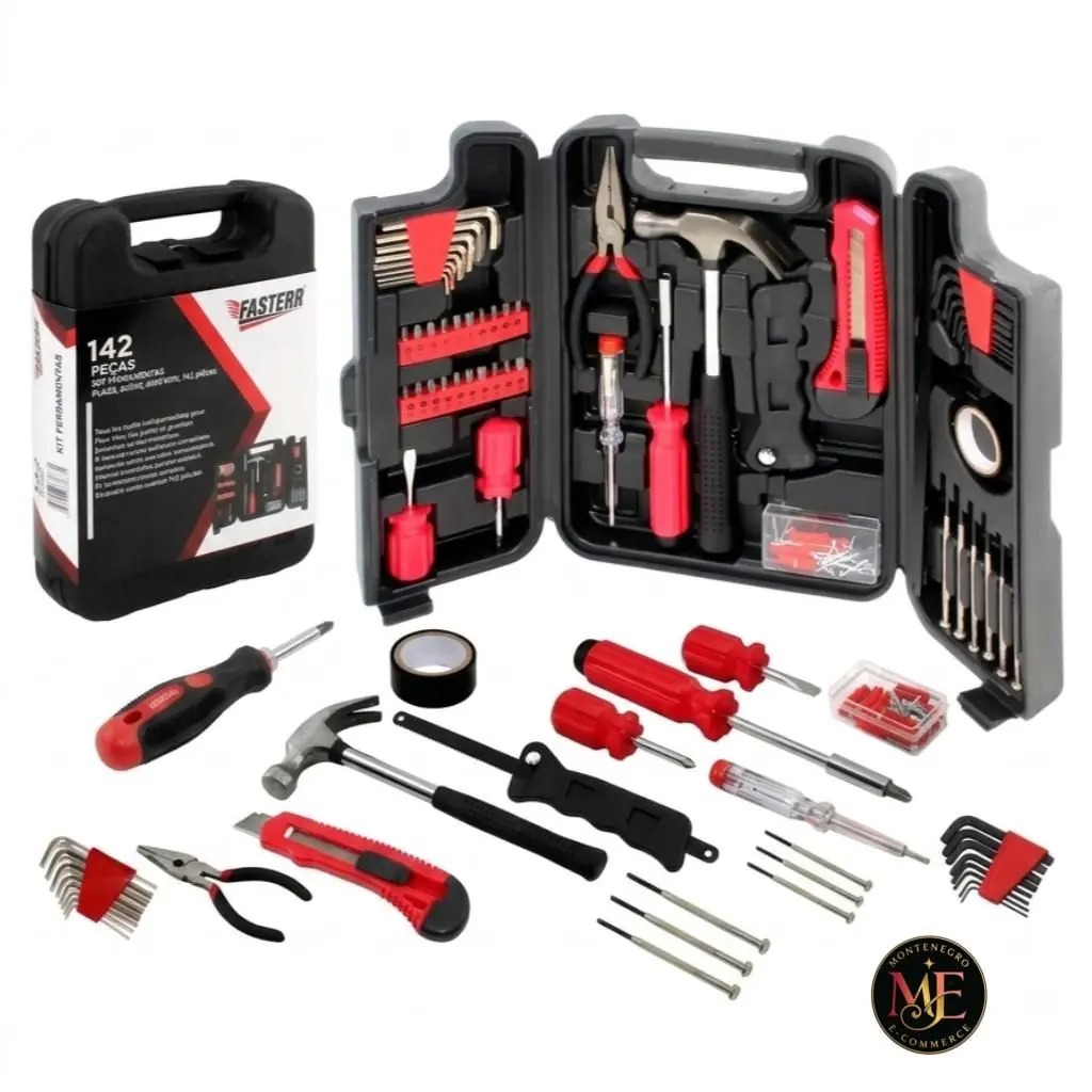 Kit Ferramentas Completo 142 Peças Maleta Jogo Multiuso Chaves Martelo Soquetes Manuais Oficina - Yeet - Imagem 3