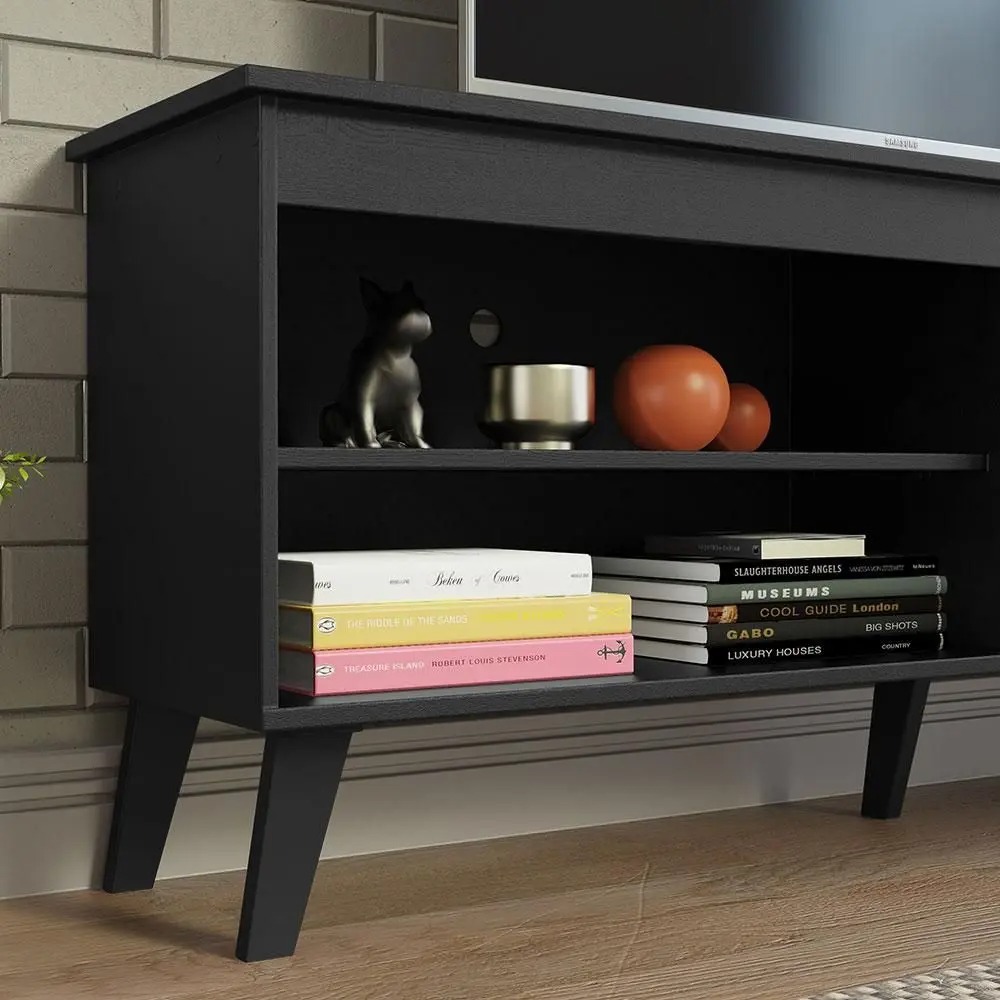Rack para TV até 65 Polegadas com Pés Preto Turim Madesa - Imagem 7