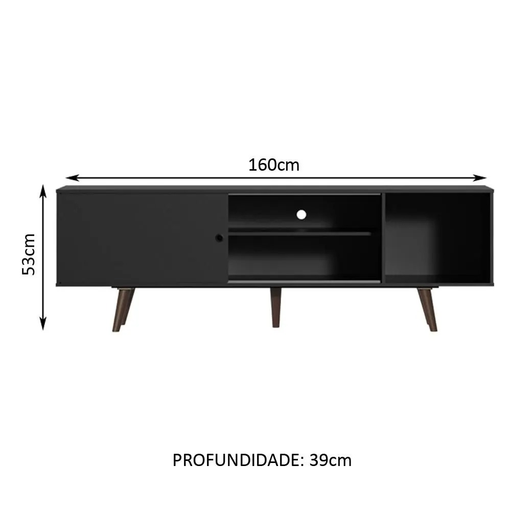 Rack Madesa Dubai para TV até 65 Polegadas com Pés - Preto/Rustic - Imagem 4