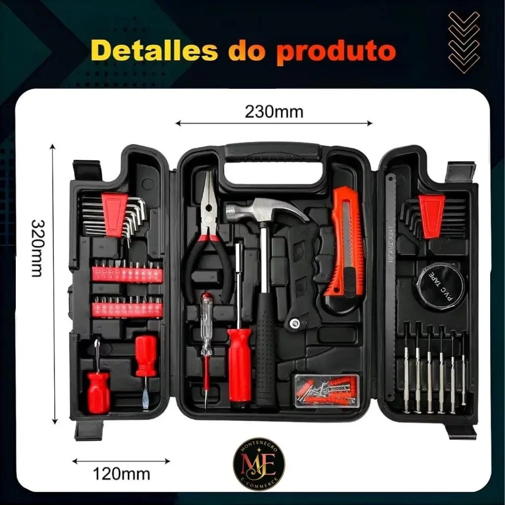 Kit Ferramentas Completo 142 Peças Maleta Jogo Multiuso Chaves Martelo Soquetes Manuais Oficina - Yeet - Imagem 4