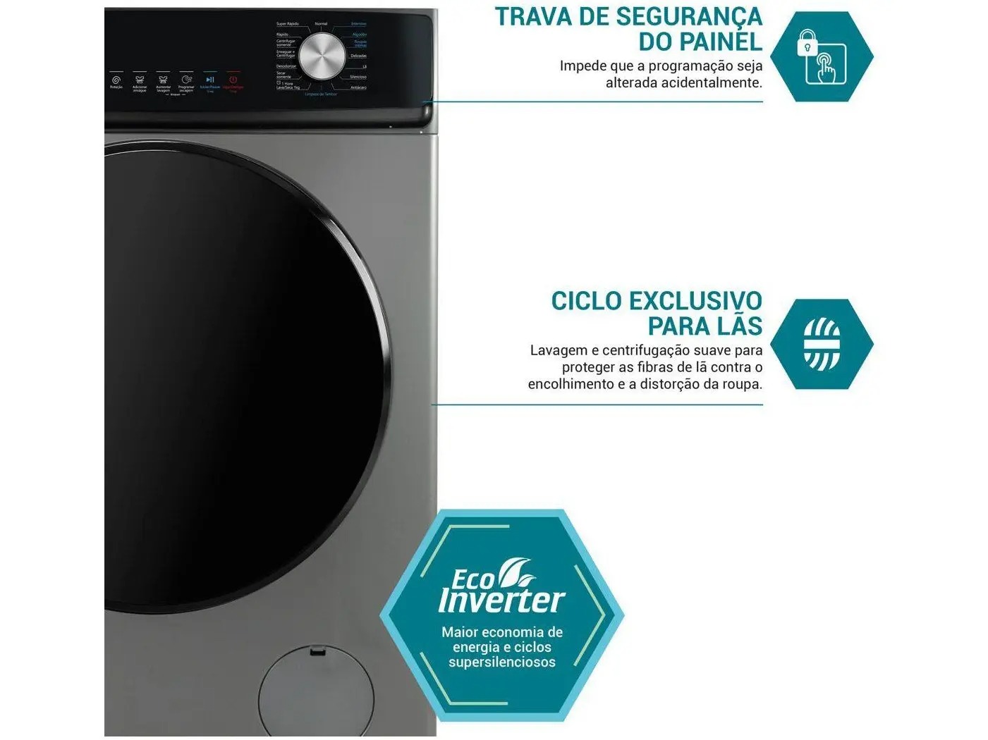 Lava e Seca Philco 16 Programas Eco Inverter 11kg Titânio PLS11C 110/220V - Imagem 3