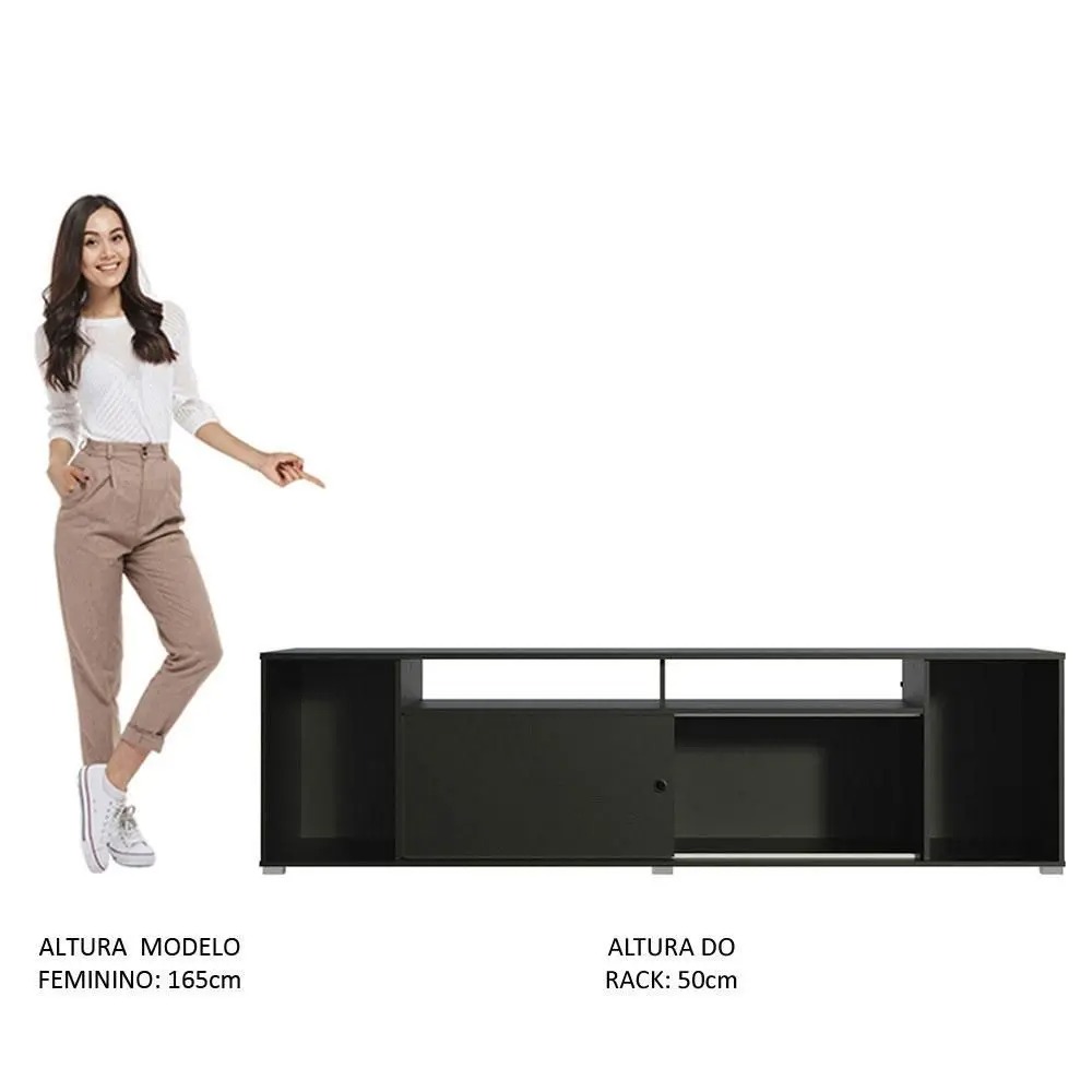 Rack para TV até 65 Polegadas Madesa Cancun - Preto - Imagem 4