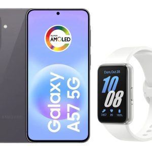 Smartphone Samsung Galaxy A57 128GB Cinza - 5G + Smartband Samsung Galaxy Fit3 Prata