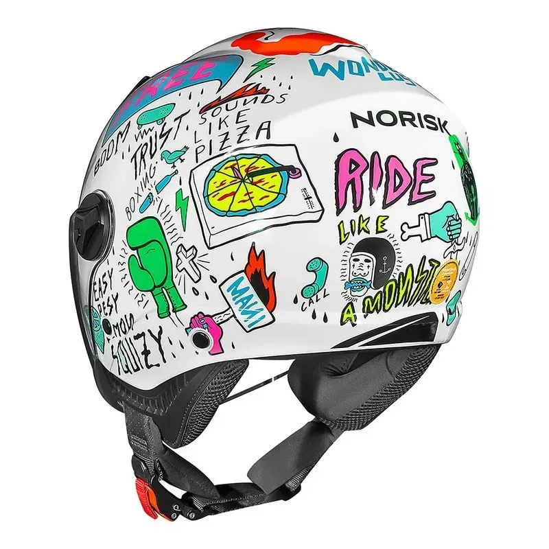 Capacete No Risk Orion Sv Free Branco/laranja - Imagem 5