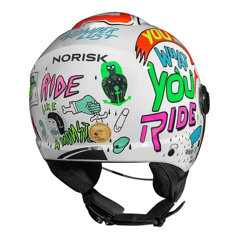 Capacete No Risk Orion Sv Free Branco/laranja - Imagem 3