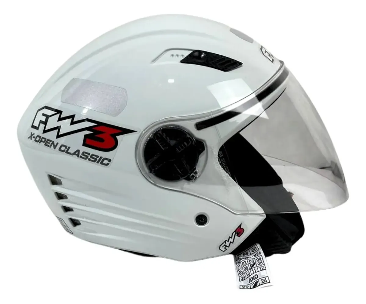 Capacete Aberto P/ Moto Fw3 Viseira Cristal X Open Inmetro - Imagem 3